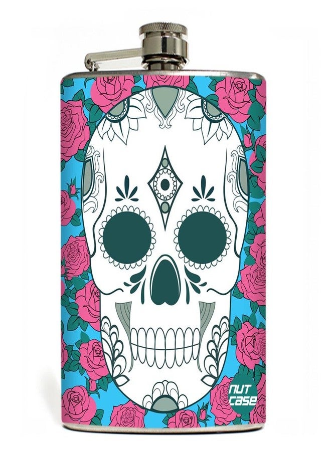 Nutcase Designer Hip Flask 8 Oz - Nutcase - Skull'N'Roses - Image 1